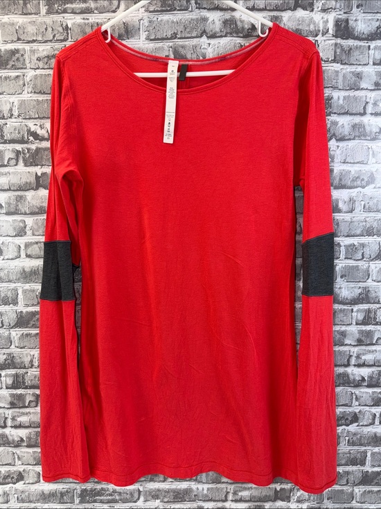 lululemon athletica Tops - lululemon athletica Red Long-Sleeve Top with Charcoal Elbow Panels